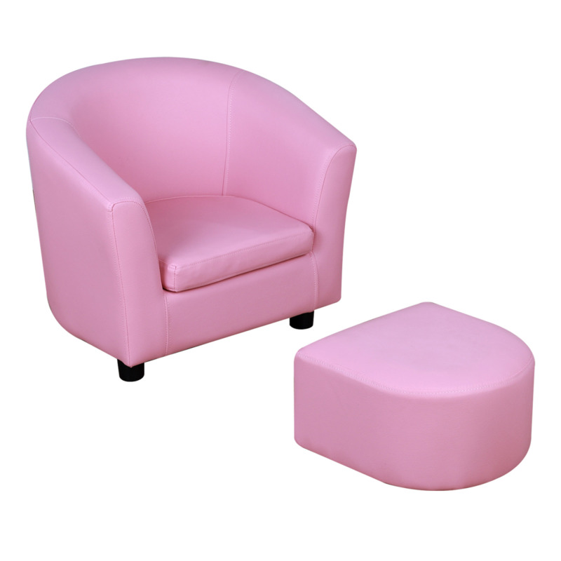 Homcom Kids Mini Sofa With Ottoman - Pink, 18-36 Months, Solid Wood Frame, 45kg Max