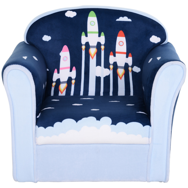Homcom Kids Rocket Print Armchair - Toddler Sofa Seat For 18 Months+ (max 45kg)
