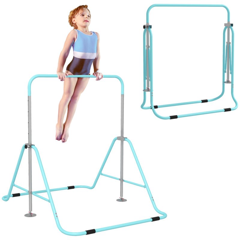 Homcom Adjustable Foldable Gymnastic Training Bar For Kids - Blue