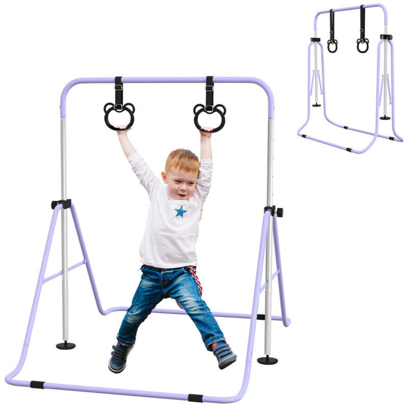 Homcom Kids Gymnastics Bar - Adjustable Height Foldable Training Bar