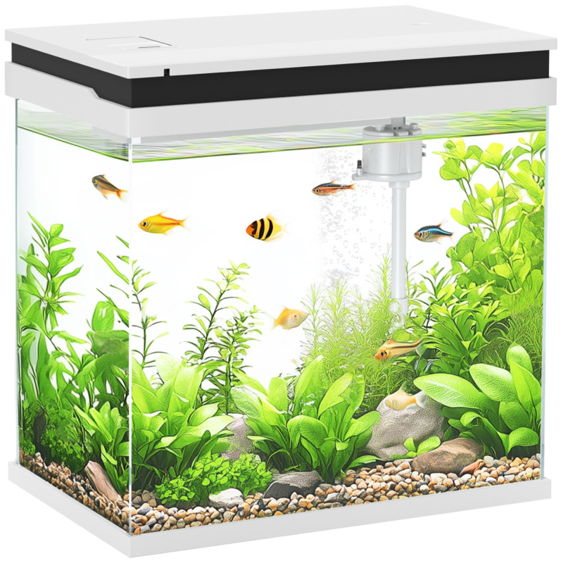 Pawhut 14l Aquarium Fish Tank With Filter & Led Lighting