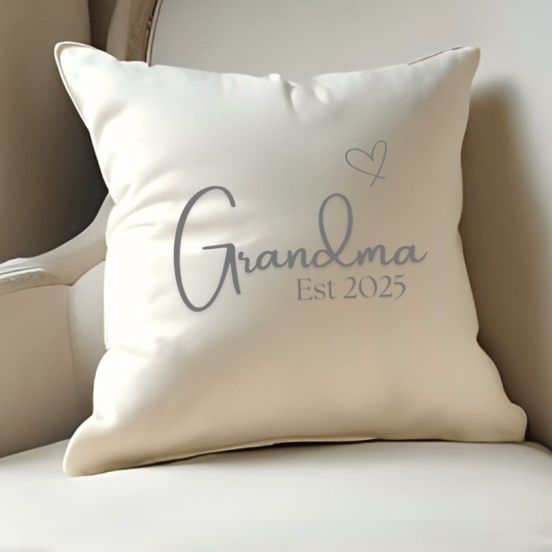 Aye Do Gifts Cream Linen-effect Grandma Est. 2025 Cushion Pillow - 40cm X 40cm