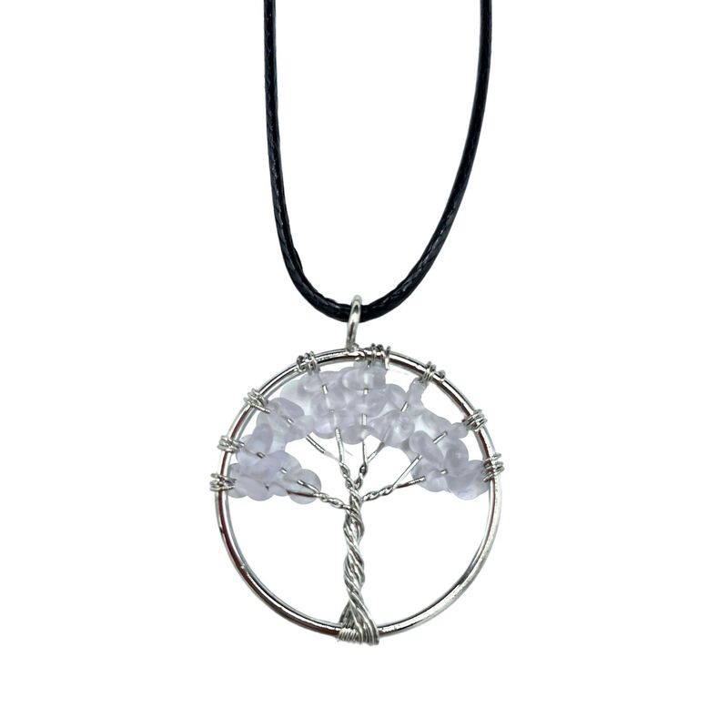 Rock Crystal Tree Of Life Pendant - Natural Gemstone, Symbolic Jewellery