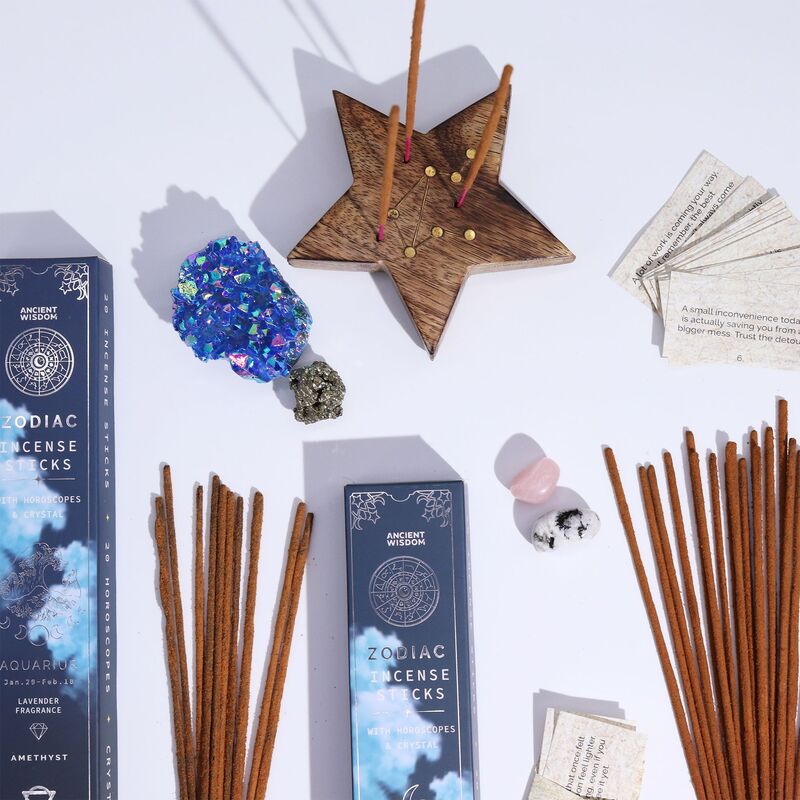Olibanum Incense Sticks With Black Obsidian & Horoscope Slips - Scorpio Zodiac Ritual Set