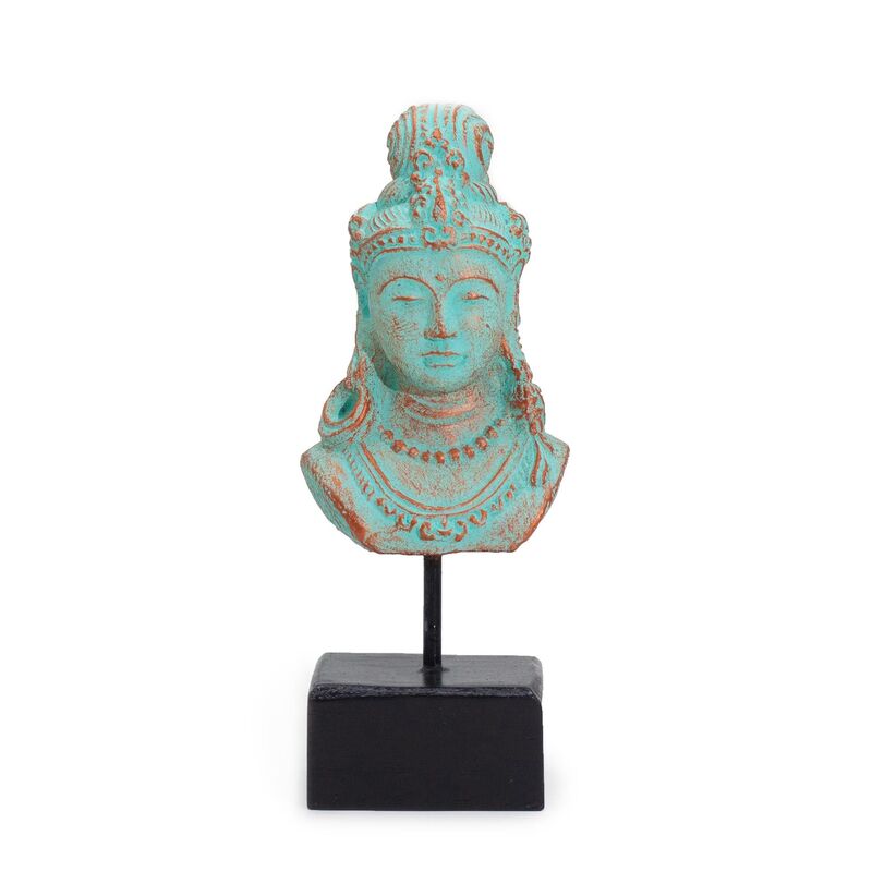 Lucky Java Princess Figurine On Stand - Green Copper