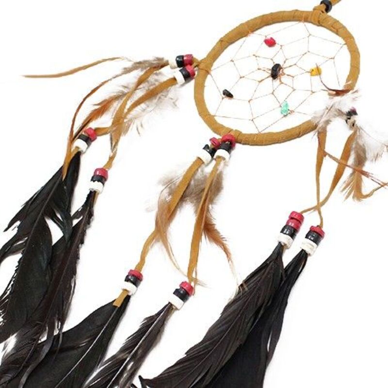 Handmade Dreamcatcher - 10cm Ring X 40cm Hanging Length - Cream/coffee/choc