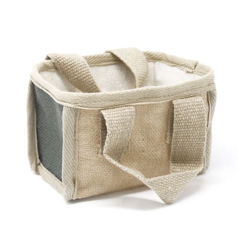 Jute Cotton Mini Shopping Basket - 16x10x12cm - Charcoal