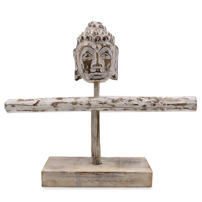 Whitewashed Branch & Buddha Jewellery Stand - Natural Wood Display