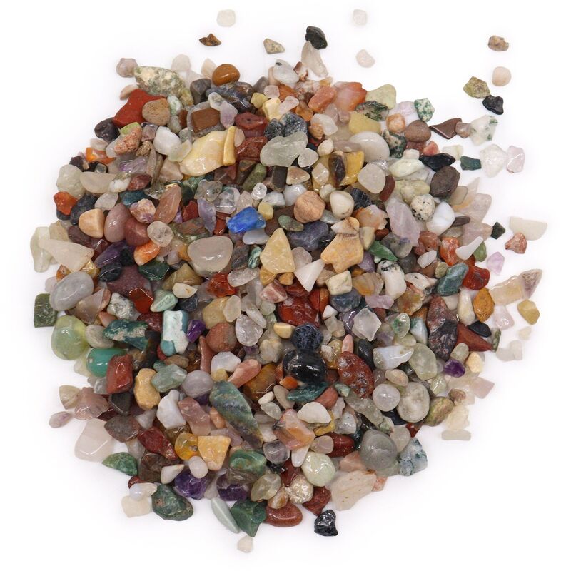 Mixed Natural Gemstone Chips 1kg - Colourful Craft & Aquarium Gravel