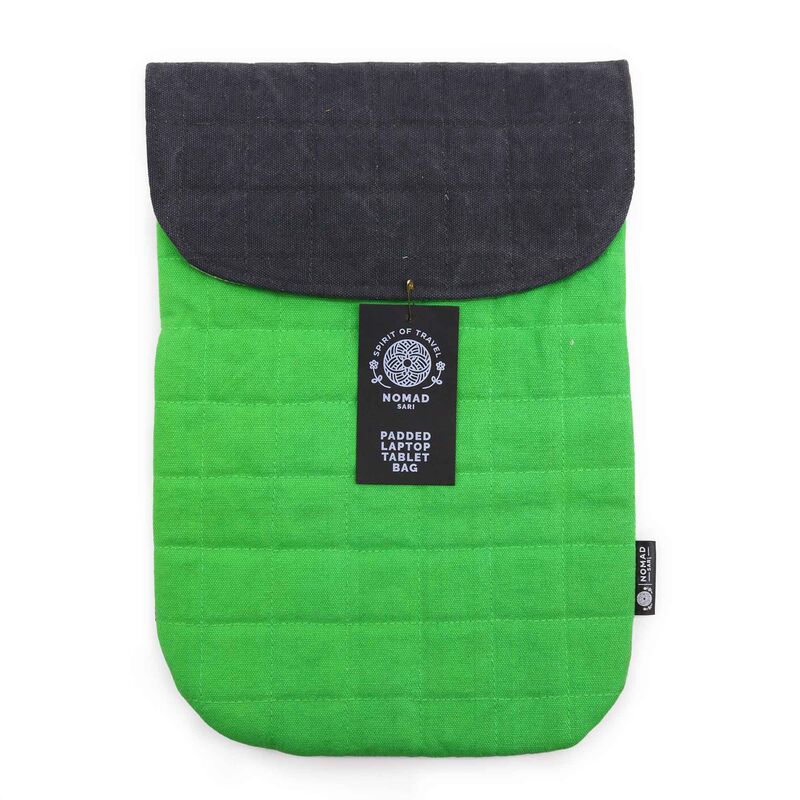 14oz Stonewash Laptop Pouch - Frog Green - Padded, Magnetic Flap, Fits Up To 13-inch