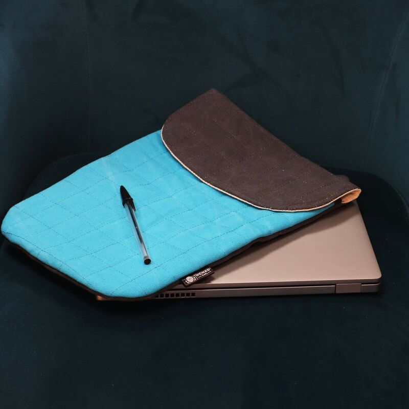 Crazy Yellow 13 Inch Laptop Padded Pouch - 14oz Stonewashed Cotton