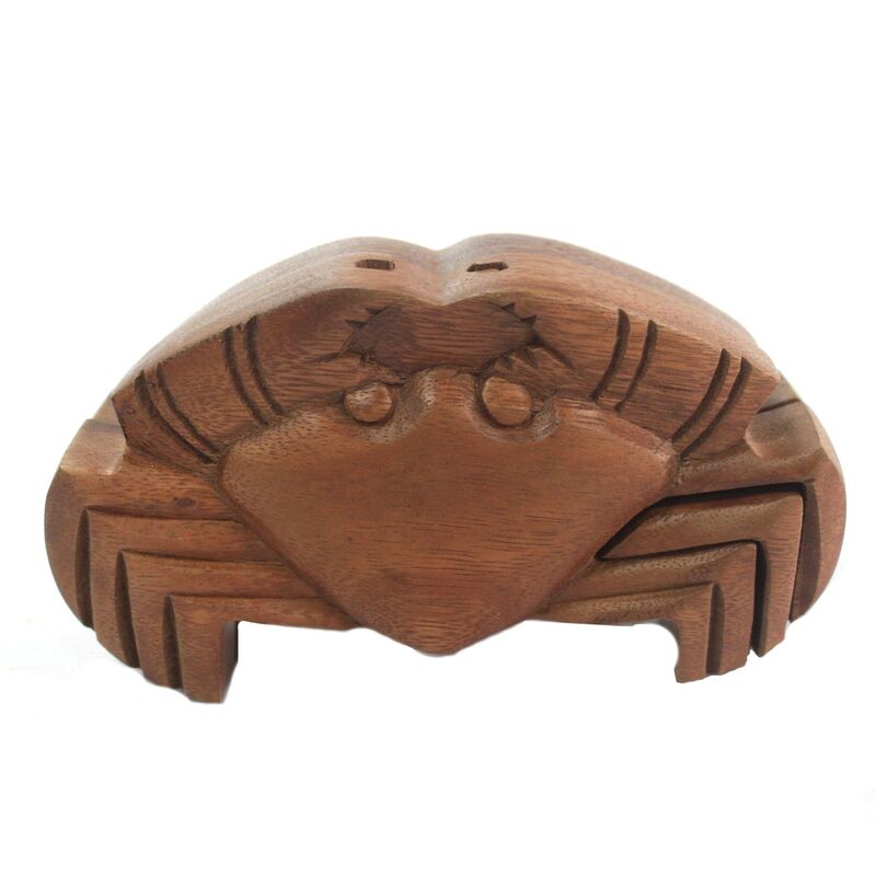 Sheesham Wood Puzzle Box - Beach Crab - Handcrafted In Bali