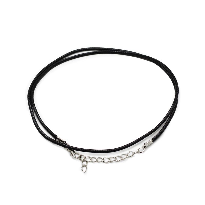 2mm X 55cm Black Waxed Cotton Jewellery Making Cord With Clasp