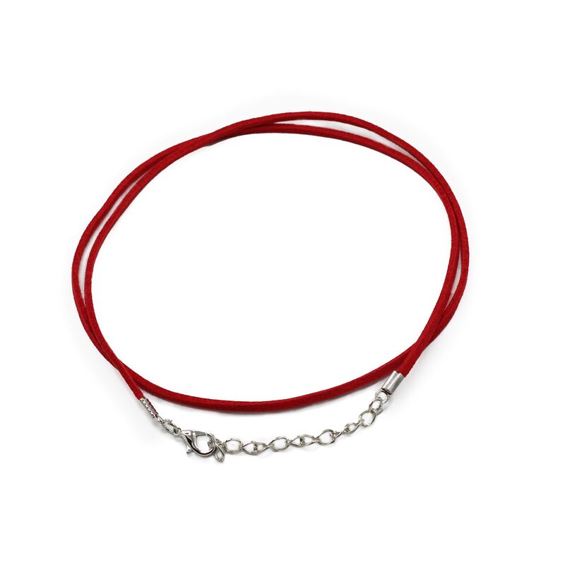 Faux Leather Pendant Cord 2.5mm X 55cm - Red Metal Clasp Jewellery Crafting Supply