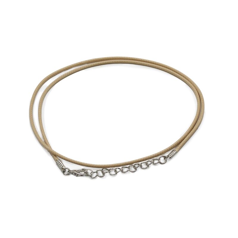 Waxed Cotton Jewellery Cord - 2mm X 55cm - Tan With Metal Clasp