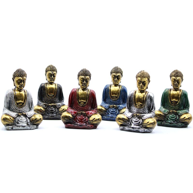 Set Of Six Gold Mini Buddha Figurines - Serene Elegance & Spiritual Symbolism