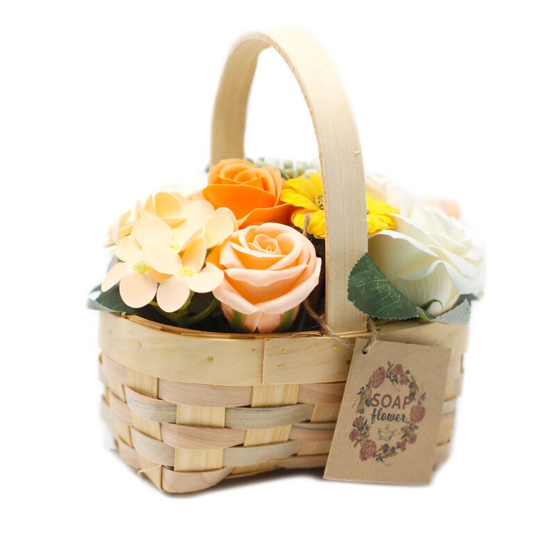 Medium Orange Flower Bouquet In Wicker Basket