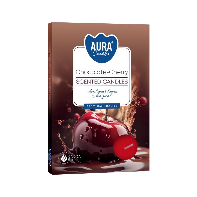 Scented Tealights Set Of 6 - Chocolate & Sour Cherry Fragrance