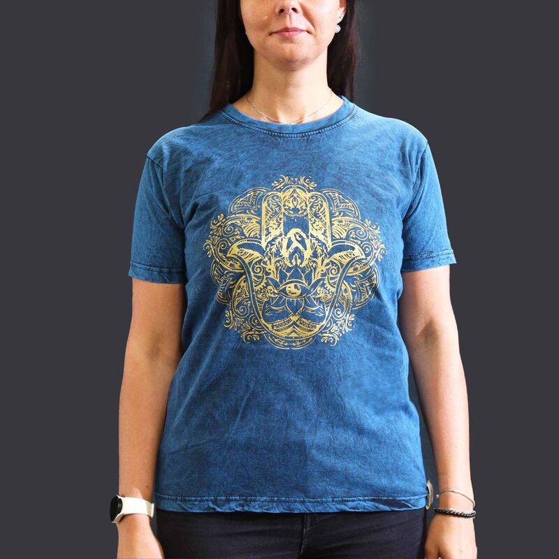 Medium Stone Washed Cotton T-shirt - Blue