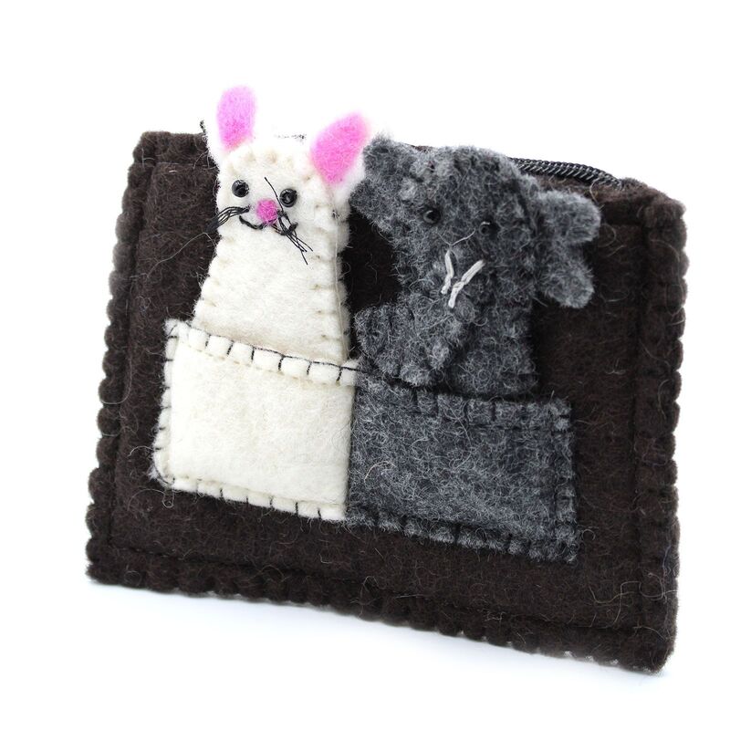 Elephant & Mouse Finger Puppet Set With Pouch - Soft & Engaging For Imaginative Play