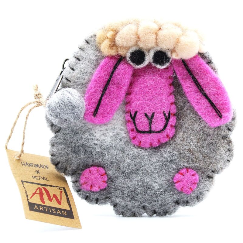 Happy Sheep Natural Felt Zipper Pouch - Coin Makeup Stationery Organiser