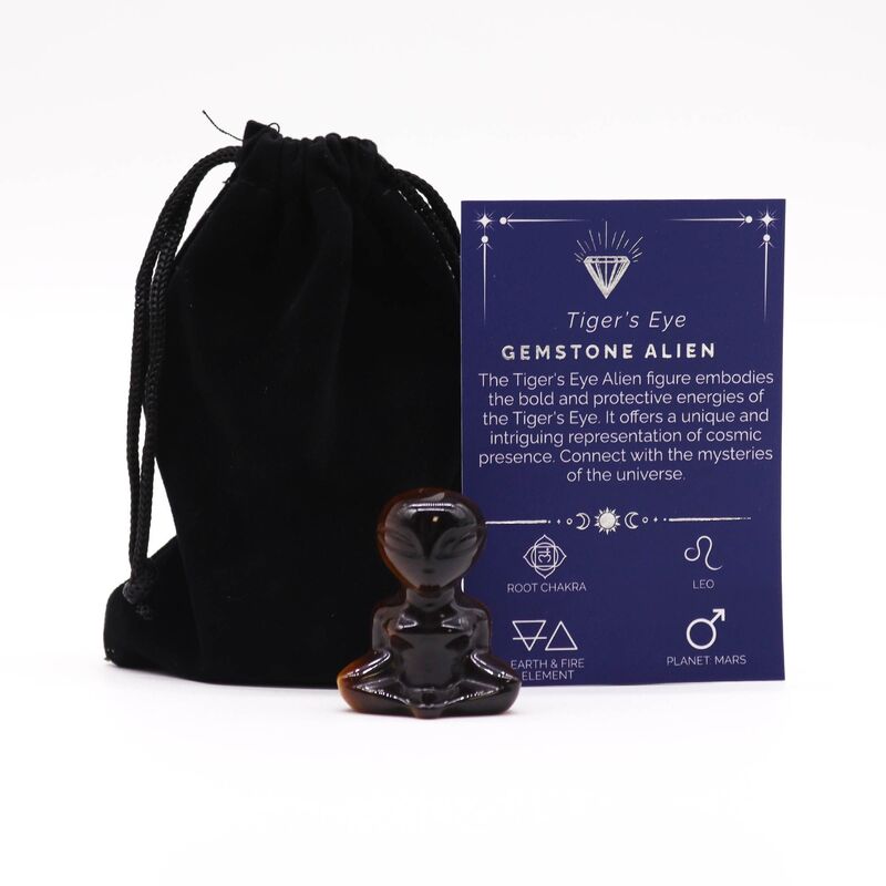 Tiger Eye Gemstone Alien - Protective Figurine