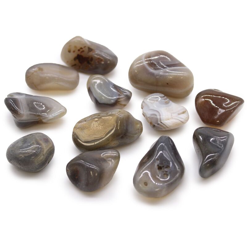 Medium Grey Agate Botswana Tumble Stones - Polished Smooth African Craft & Jewellery Making