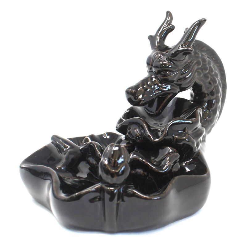 Backflow Incense Burner Large Dragon Pool 16cm Wide X 12cm High