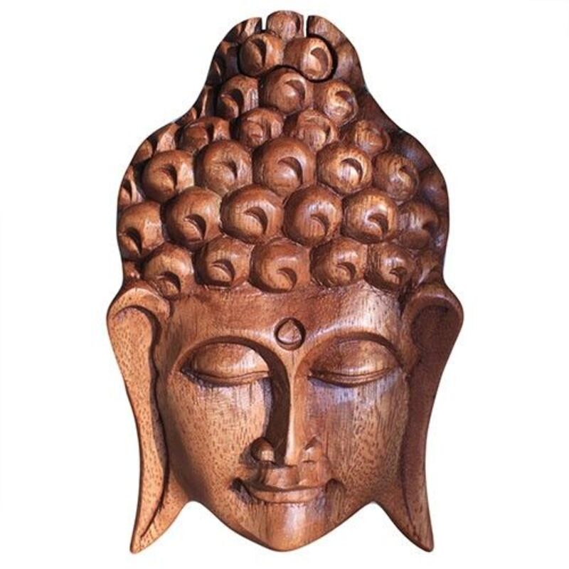 Handmade Sheesham Wood Puzzle Box With Secret Compartment - Buddha Head Motif