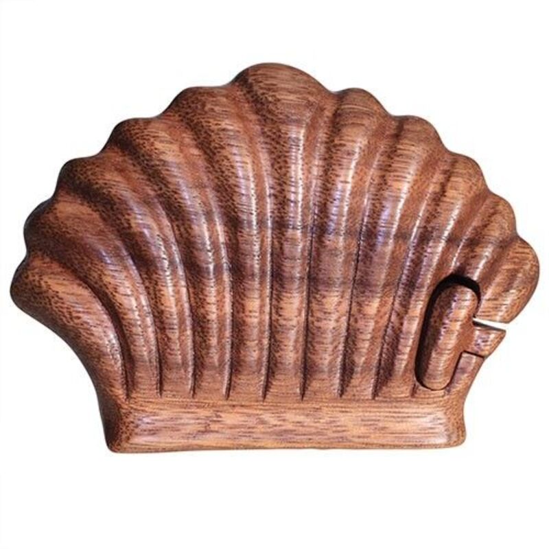 Sheesham Wood Puzzle Box With Secret Compartment - Sea Shell