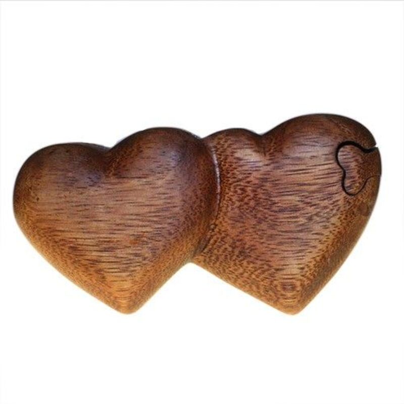 Sheesham Wood Twin Hearts Magic Puzzle Box - Handcrafted In Bali
