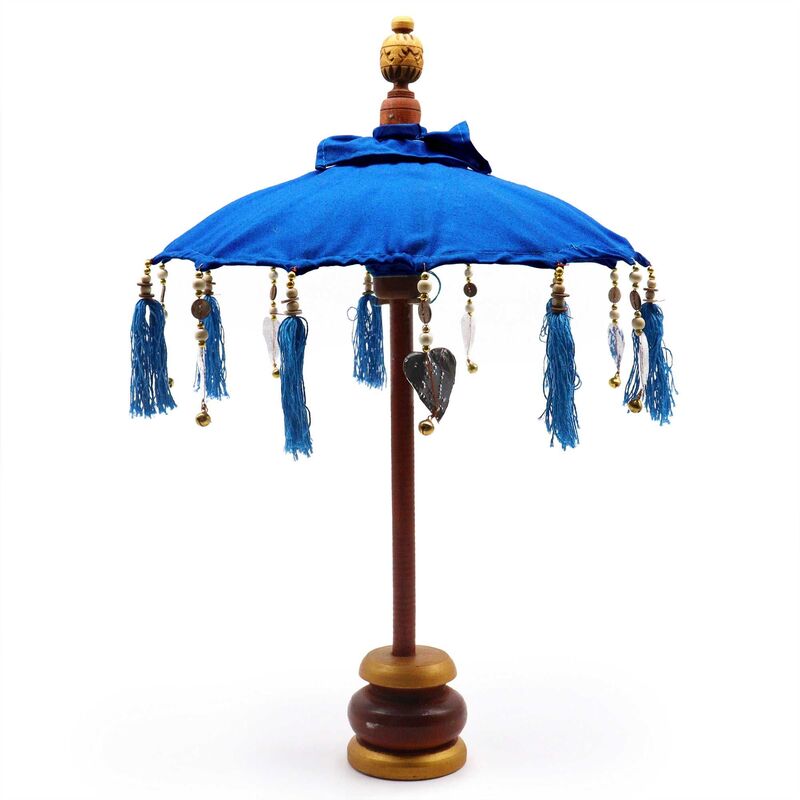 Cotton Parasol - Balinese Artisan Crafted - Blue - 40cm