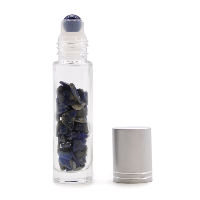 Sodalite Gemstone Essential Oil Roller Bottle - Silver Cap