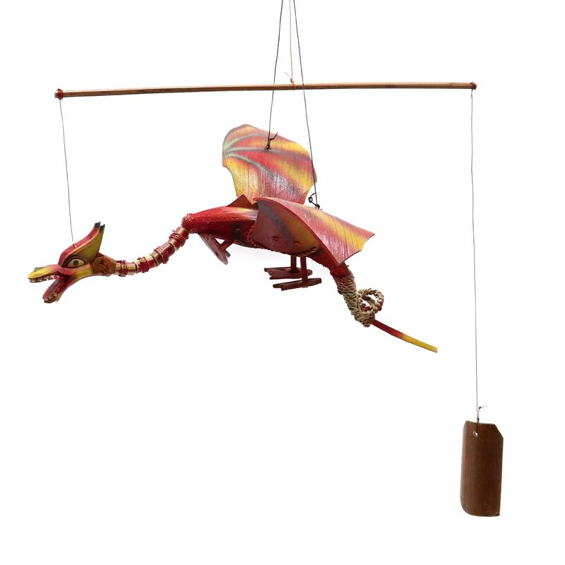 Red Coconut Dragon Mobile 37cm Wingspan 40cm Drop Handmade Outdoor Decoration