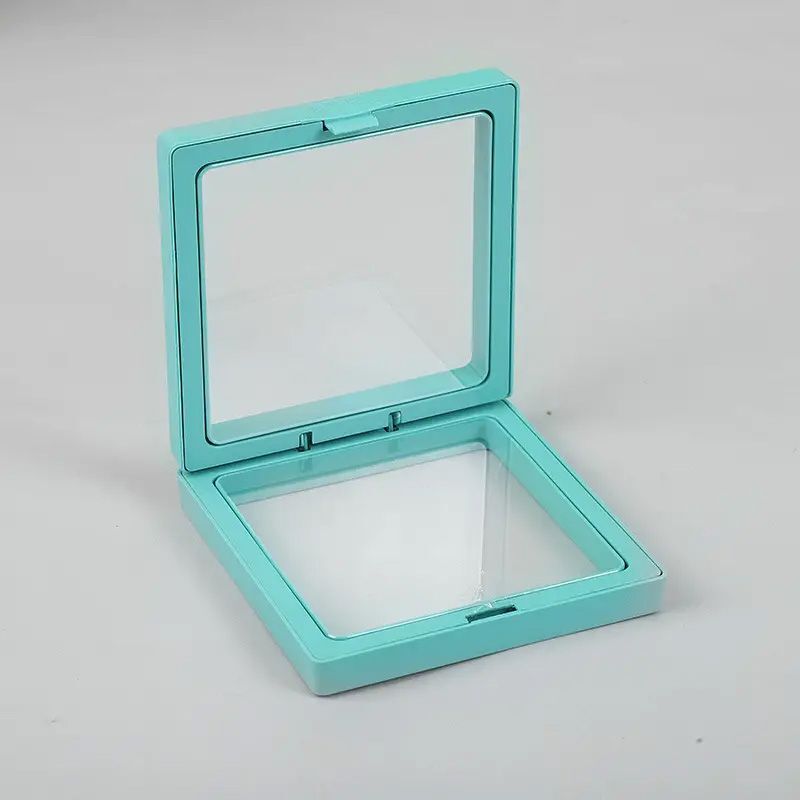 Teal Floating Display Frame 11cm X 11cm - 3d Jewellery Gemstone Showcase