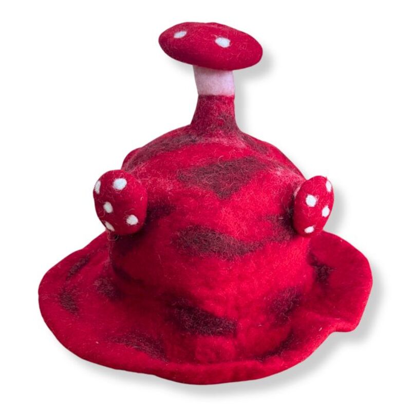 Felted Mushroom Hat - Red, Whimsical, Festival, Party Accessory