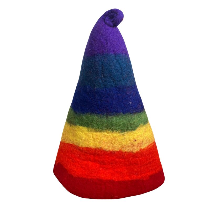 Felted Sauna Hat - Rainbow Design - Wool Insulation