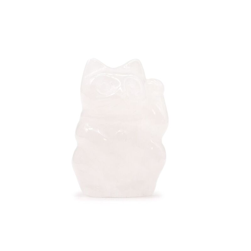 Rose Quartz Lucky Cat Figurine - Natural Gemstone, Feng Shui Symbol Of Prosperity And Love