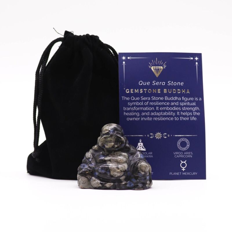 Que Sera Stone Buddha Figurine - 50mm X 40mm X 20mm