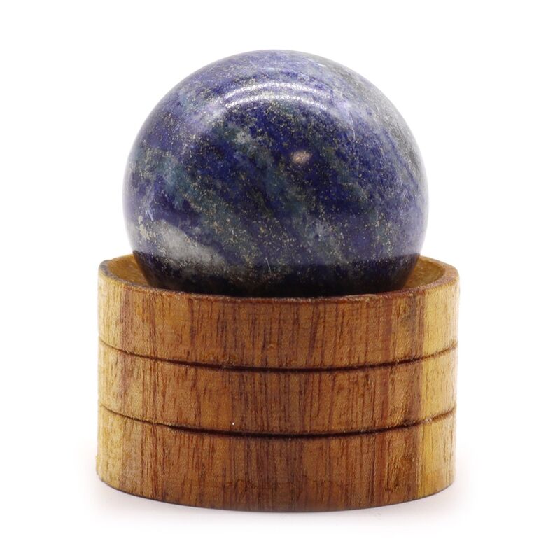 Afghan Lapis Gemstone Sphere 40mm With Stand - Deep Blue