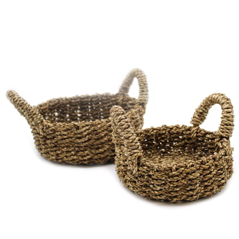 Natural Seagrass Storage Baskets - Set Of 2