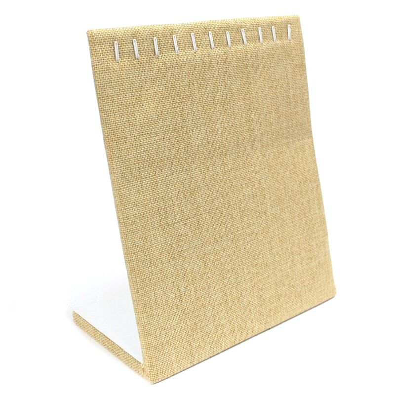 Jewellery Necklace Display Stand With 11 Pegs - Rattan Effect, 24cm X 20cm X 10.5cm