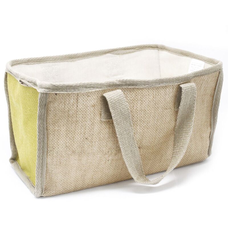 Jute Cotton Shopping Basket - 33x18x20cm - Olive