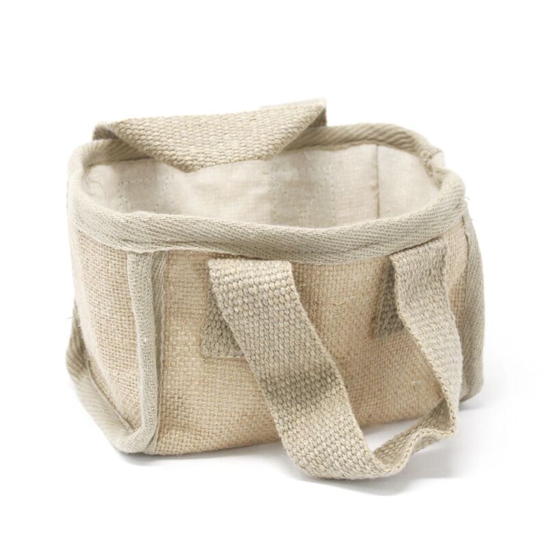 Jute Cotton Mini Shopping Basket - 16x10x12cm - Natural