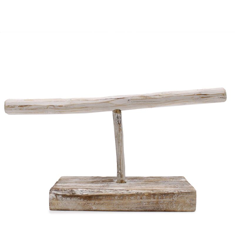 Whitewashed Wooden Jewellery Stand - Single Branch - Artisan Crafted