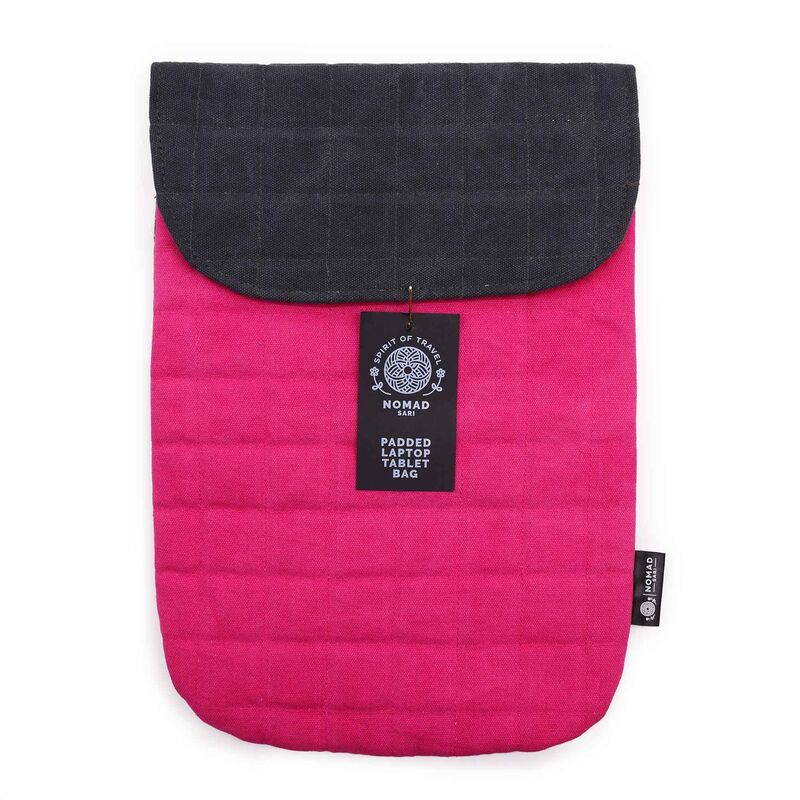 14oz Stonewash Padded Laptop Pouch - Shocking Pink - Up To 13 Inch