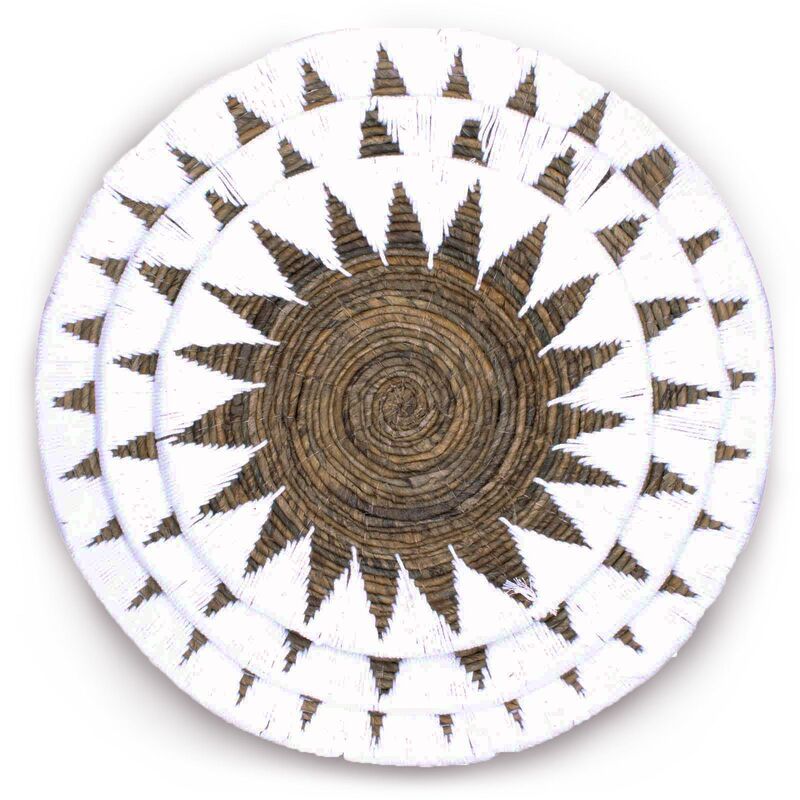 Cream Seagrass Bowls Wall Art Set Of Three - Handcrafted Natural Woven Decor