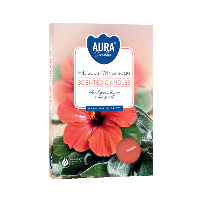 Scented Tealights Set Of 6 - Hibiscus & White Sage Fragrance