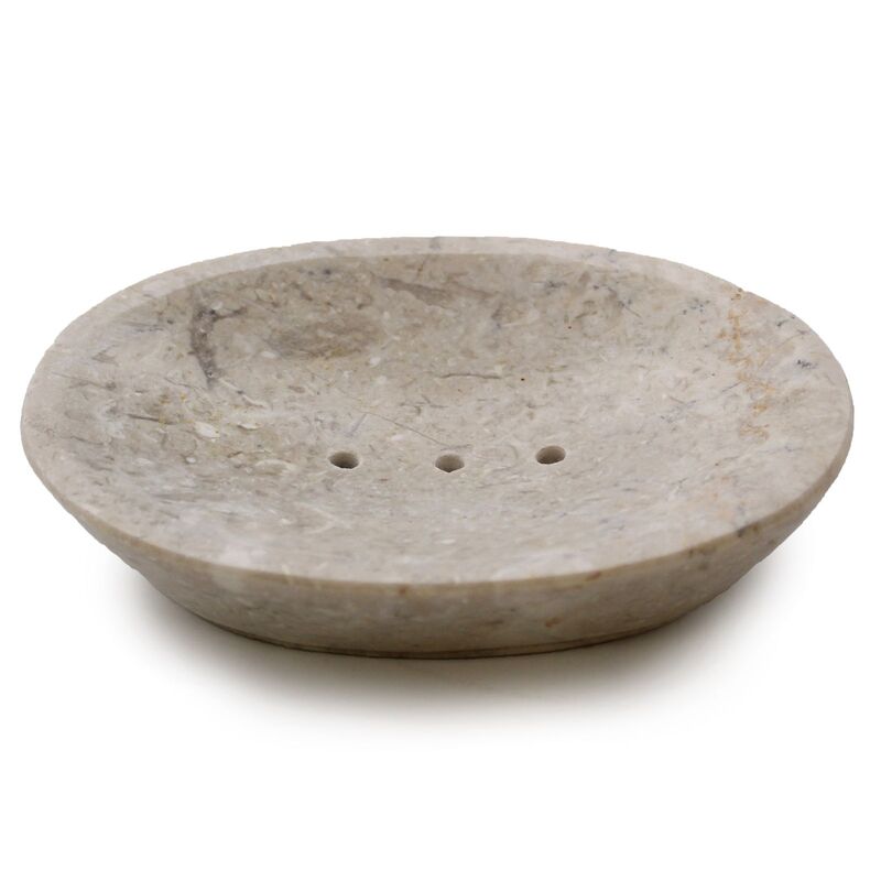 Cream Marble Oval Soap Dish - Handcrafted Natural Stone