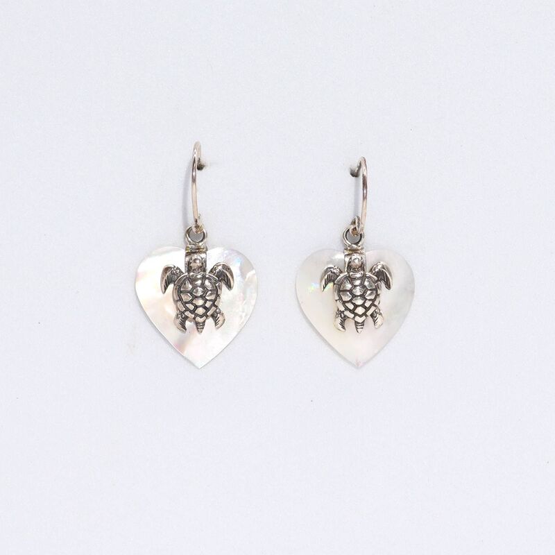 Sterling Silver Shell Sea Turtle Earrings - Handmade Bali Jewellery